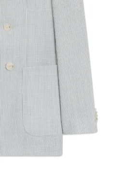 Two-piece slim-fit suit in stretch seersucker fabric