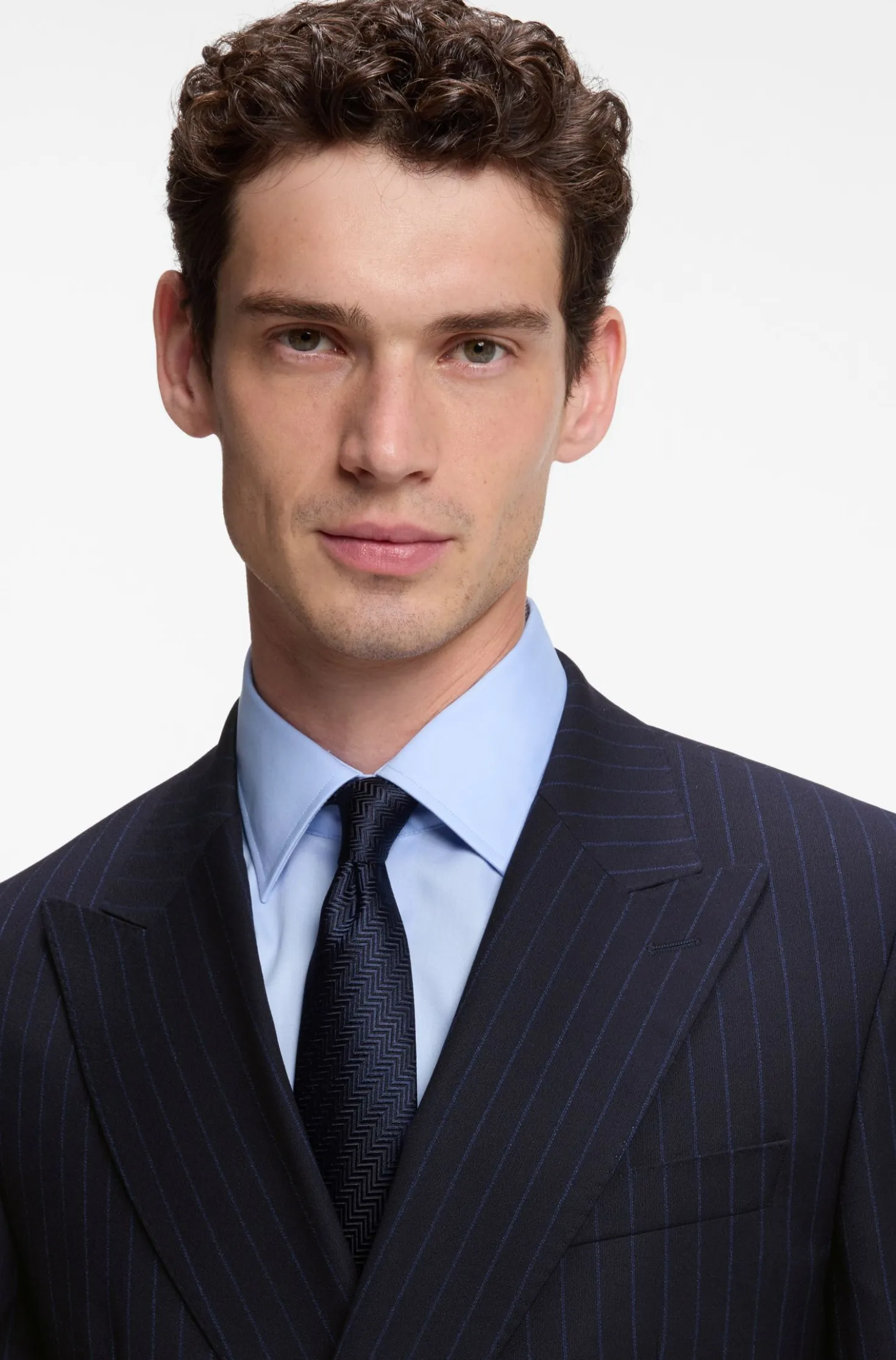 Two-piece slim-fit suit in striped stretch wool