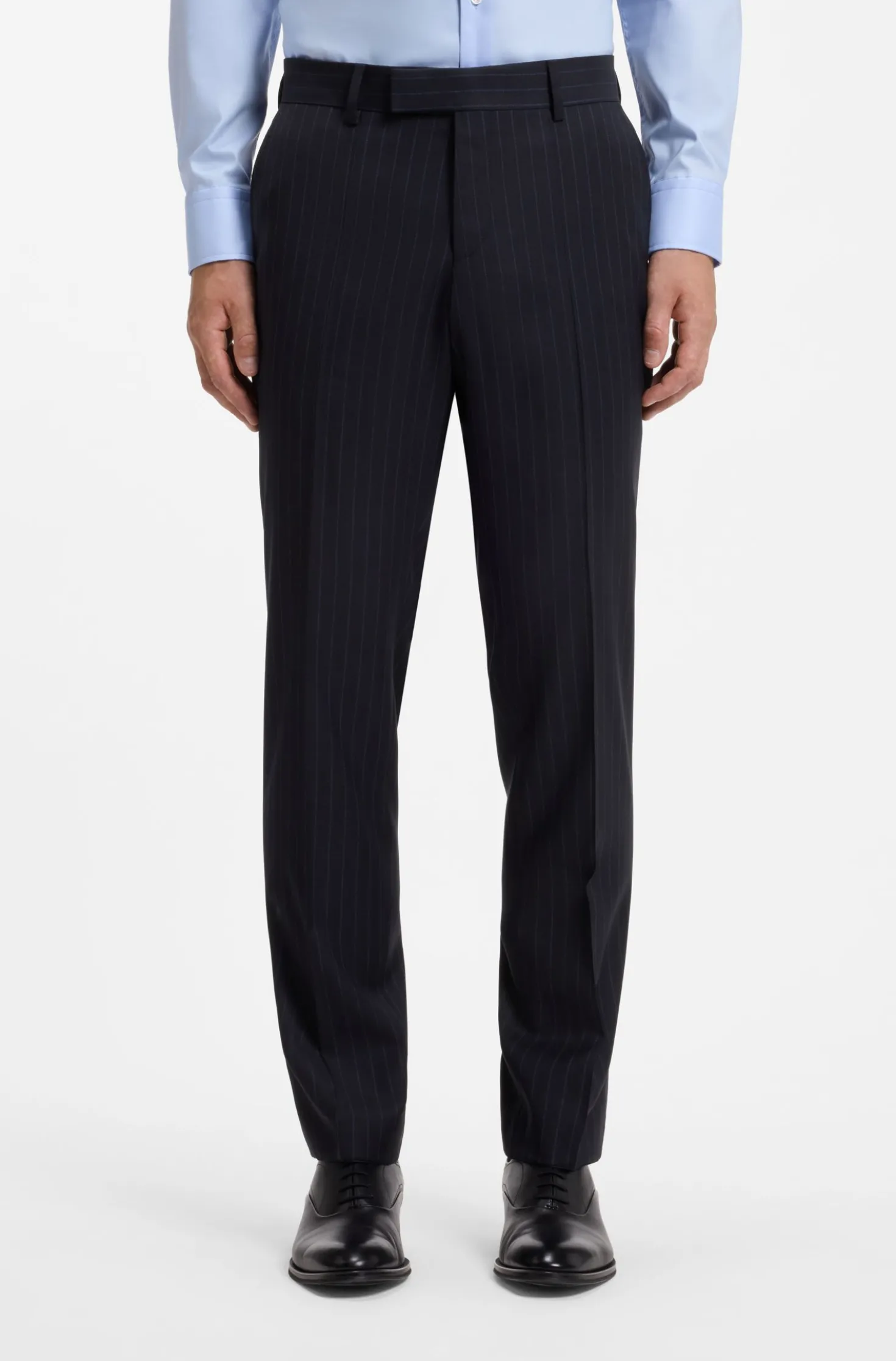 Two-piece slim-fit suit in striped stretch wool
