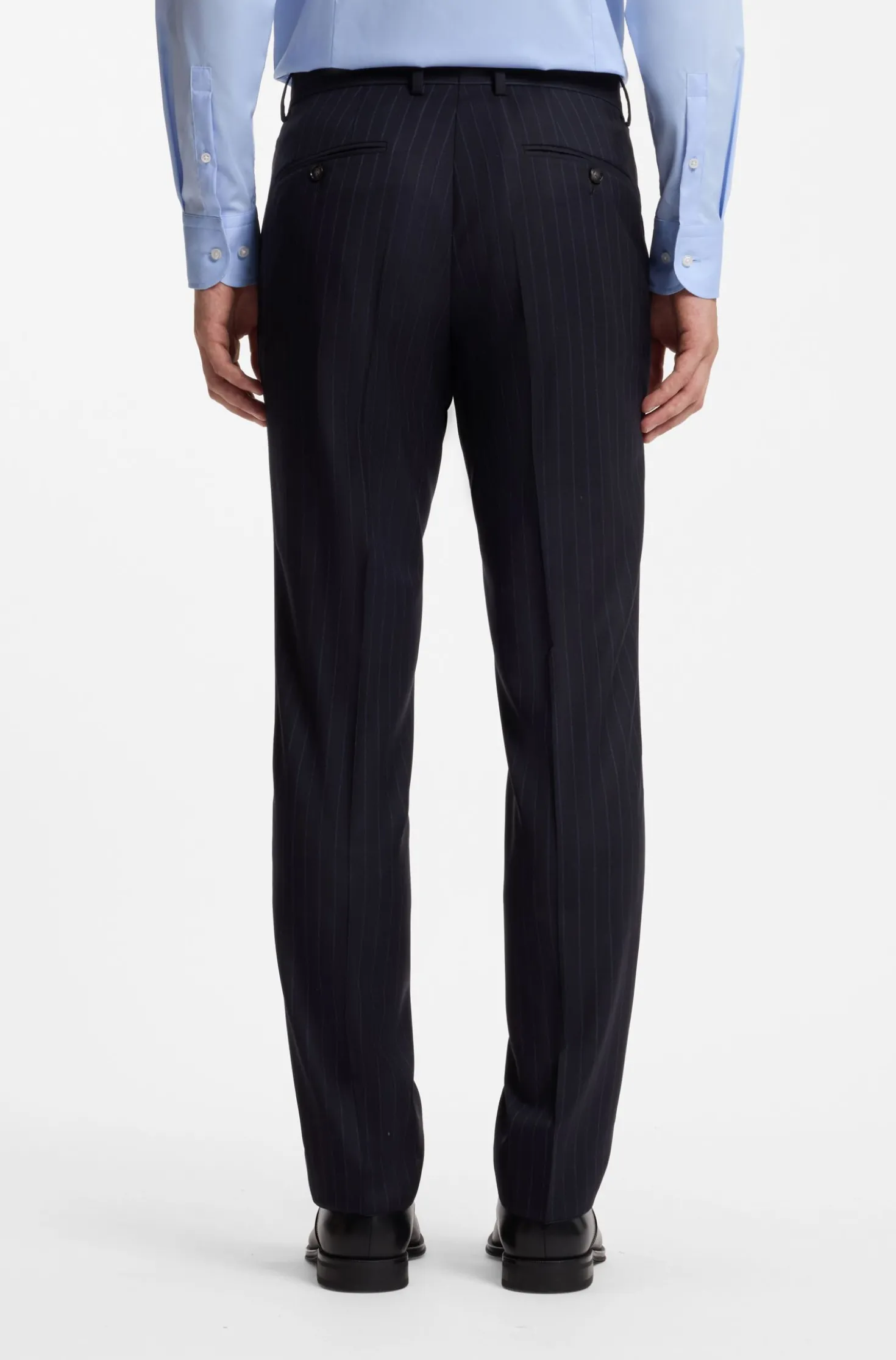 Two-piece slim-fit suit in striped stretch wool