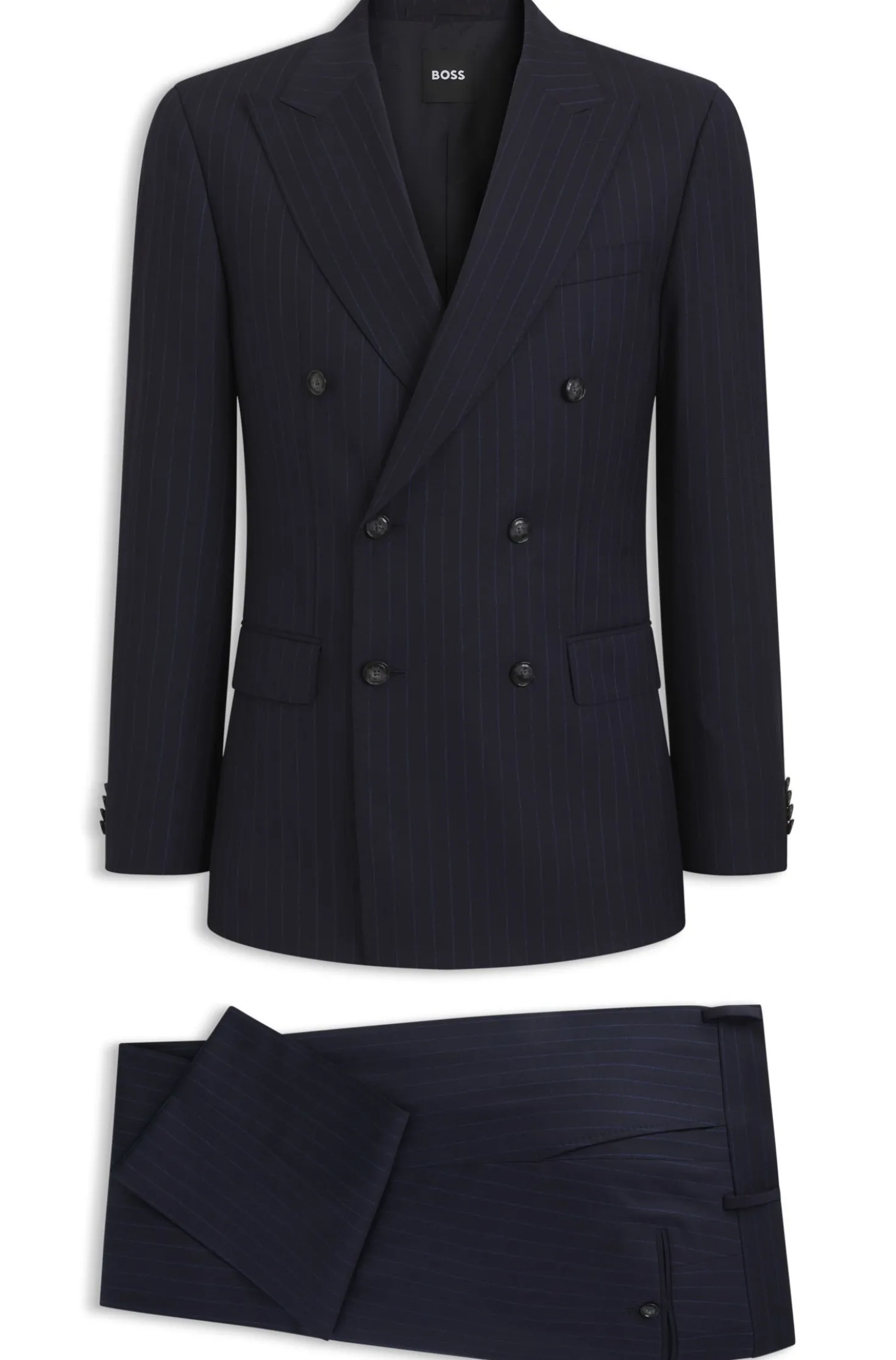Two-piece slim-fit suit in striped stretch wool