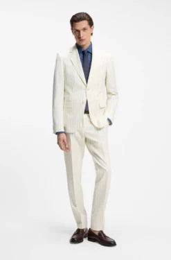 Two-piece slim-fit suit in striped fabric