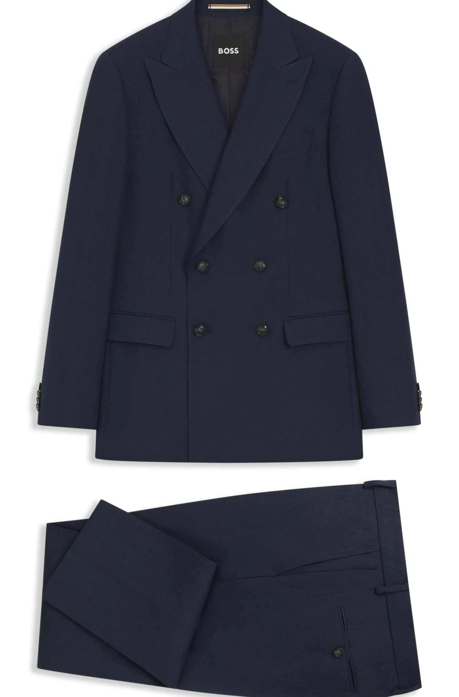 Two-piece slim-fit suit in striped linen and wool