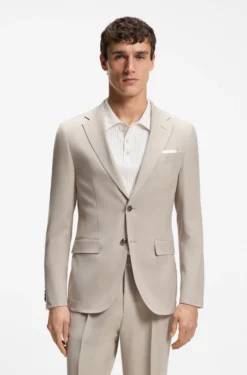 Two-piece slim-fit suit in wool and silk