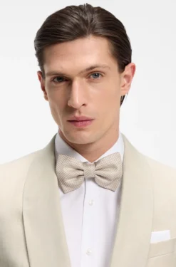 Two-piece slim-fit tuxedo suit in virgin wool and linen