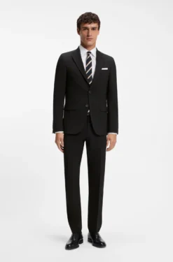 Two-piece suit in a melange stretch-wool blend