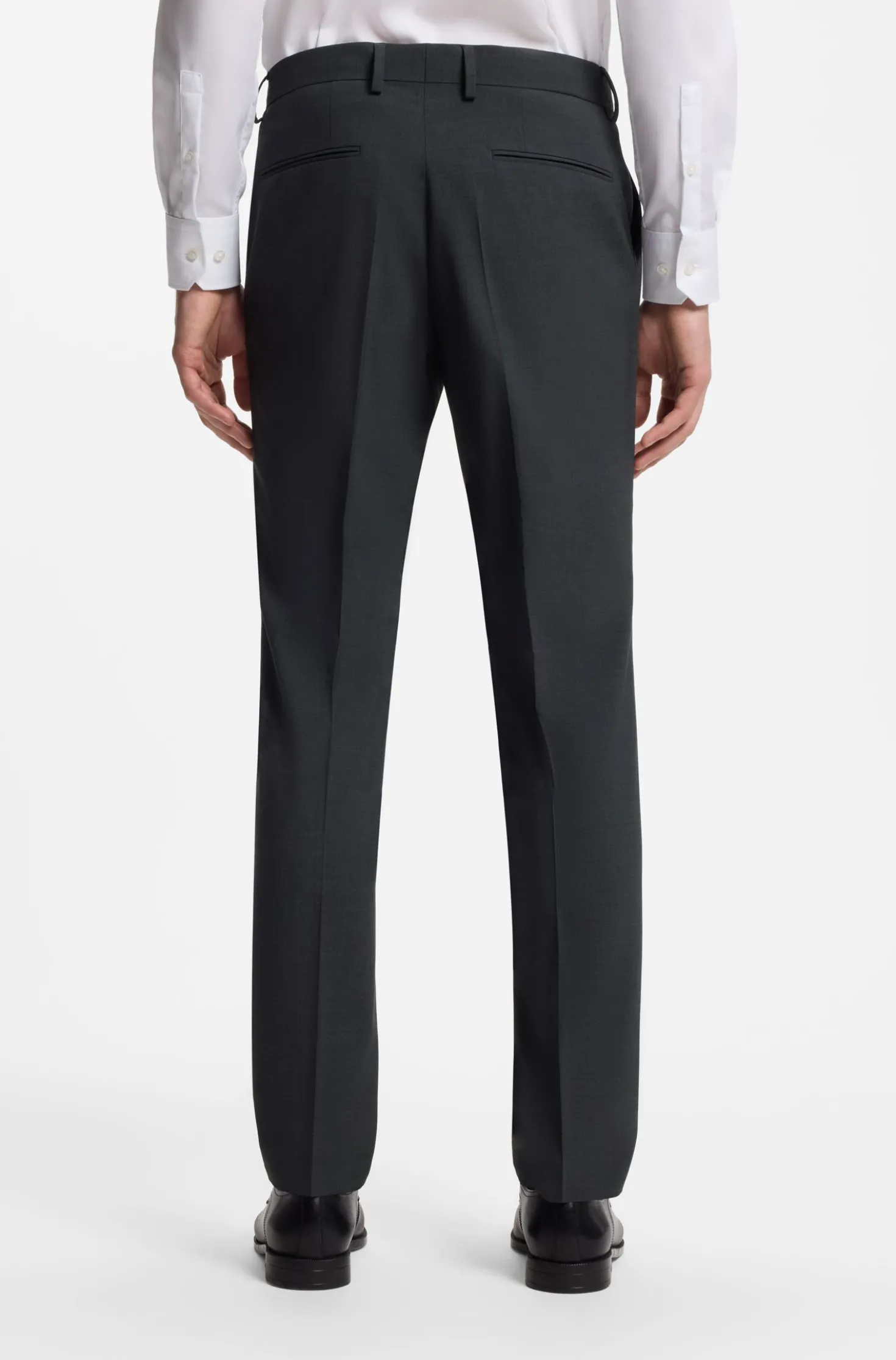 Two-piece suit in a melange stretch-wool blend