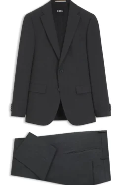 Two-piece suit in a melange stretch-wool blend