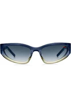Two-tone sunglasses in blue and yellow acetate