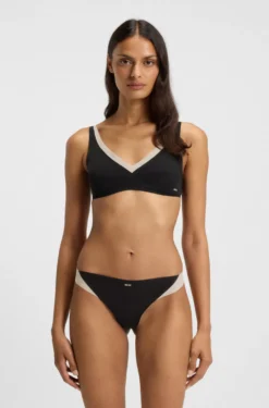 Two-tone thong in stretch jersey