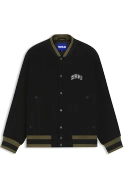 Varsity jacket in cotton corduroy with logo patch