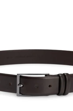 Vegetable-tanned leather belt with gunmetal hardware