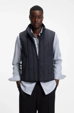 Vertical-quilted gilet with logo detail