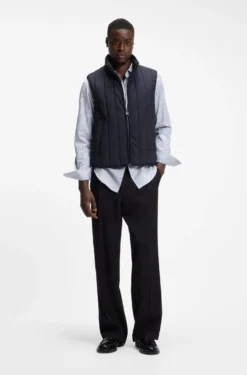Vertical-quilted gilet with logo detail