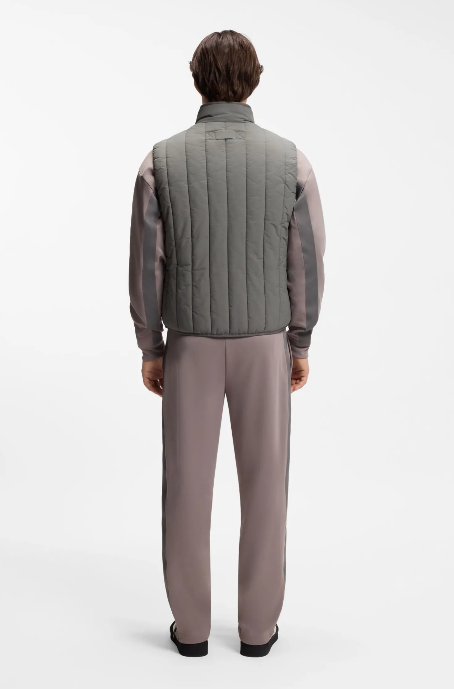 Vertical-quilted gilet with logo detail