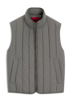 Vertical-quilted gilet with logo detail