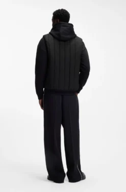 Vertical-quilted gilet with logo detail