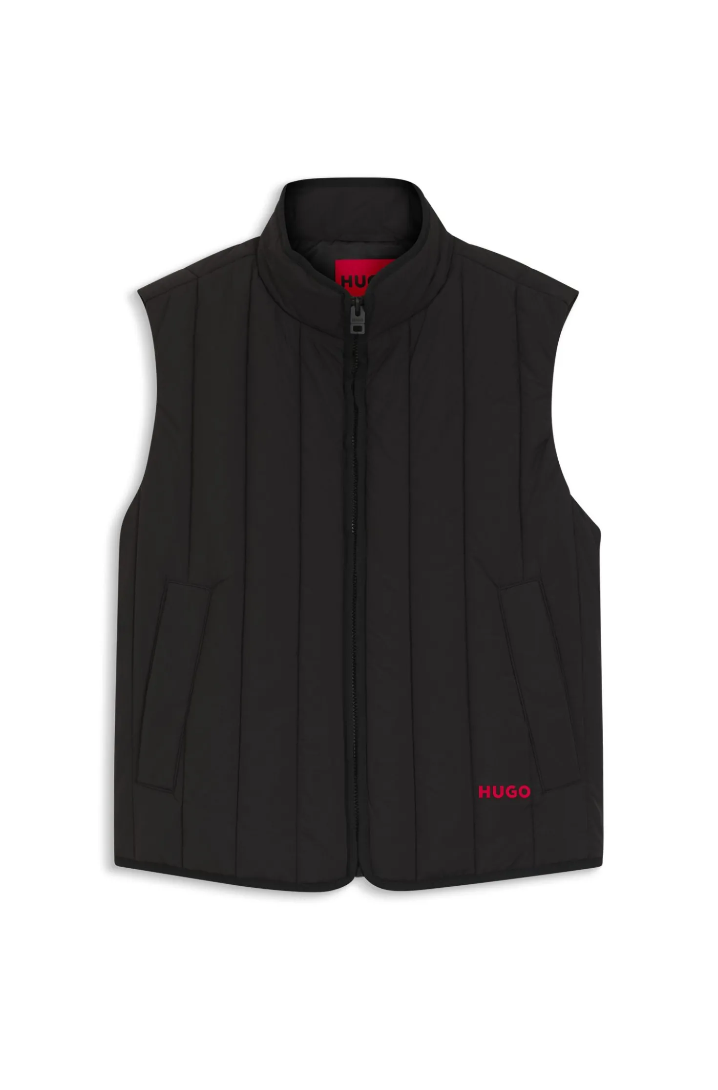 Vertical-quilted gilet with logo detail