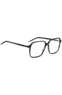 Violet-horn optical frames with temple logo