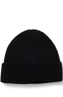 Virgin-wool beanie hat with stacked logo