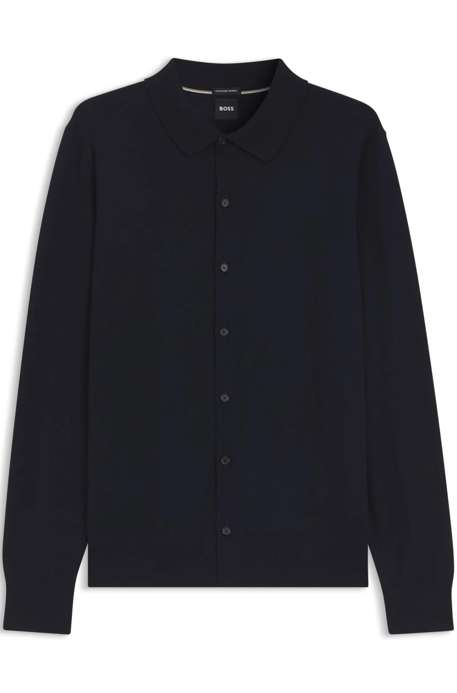 Virgin wool cardigan with a polo collar