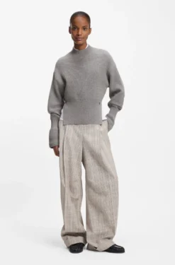 Virgin-wool sweater with removable Double B monogram pin