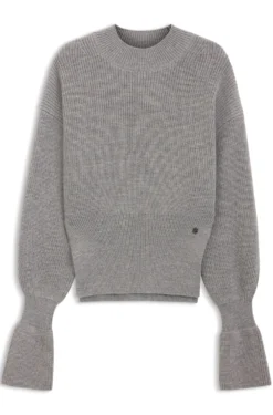 Virgin-wool sweater with removable Double B monogram pin