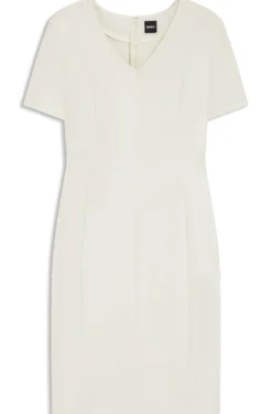 V-neck business dress with seam details