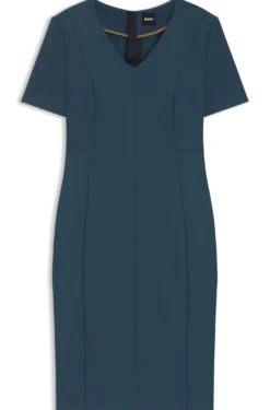 V-neck business dress with seam details