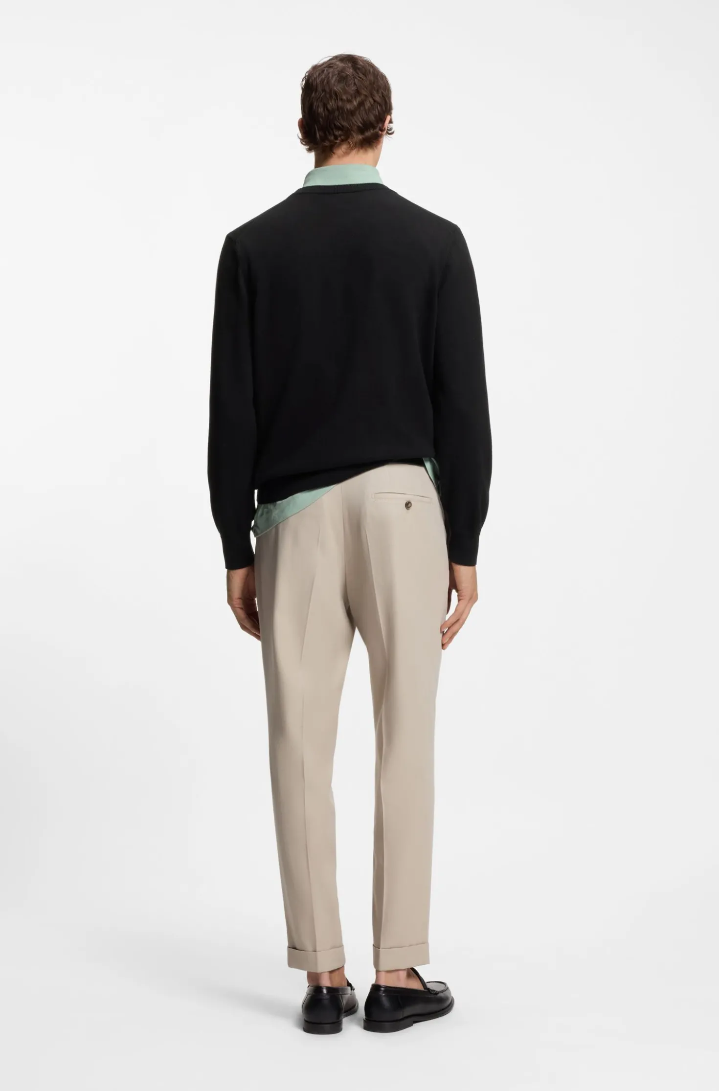 V-neck sweater in cotton with logo embroidery