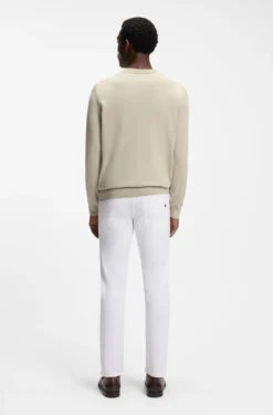 V-neck sweater in cotton with logo embroidery