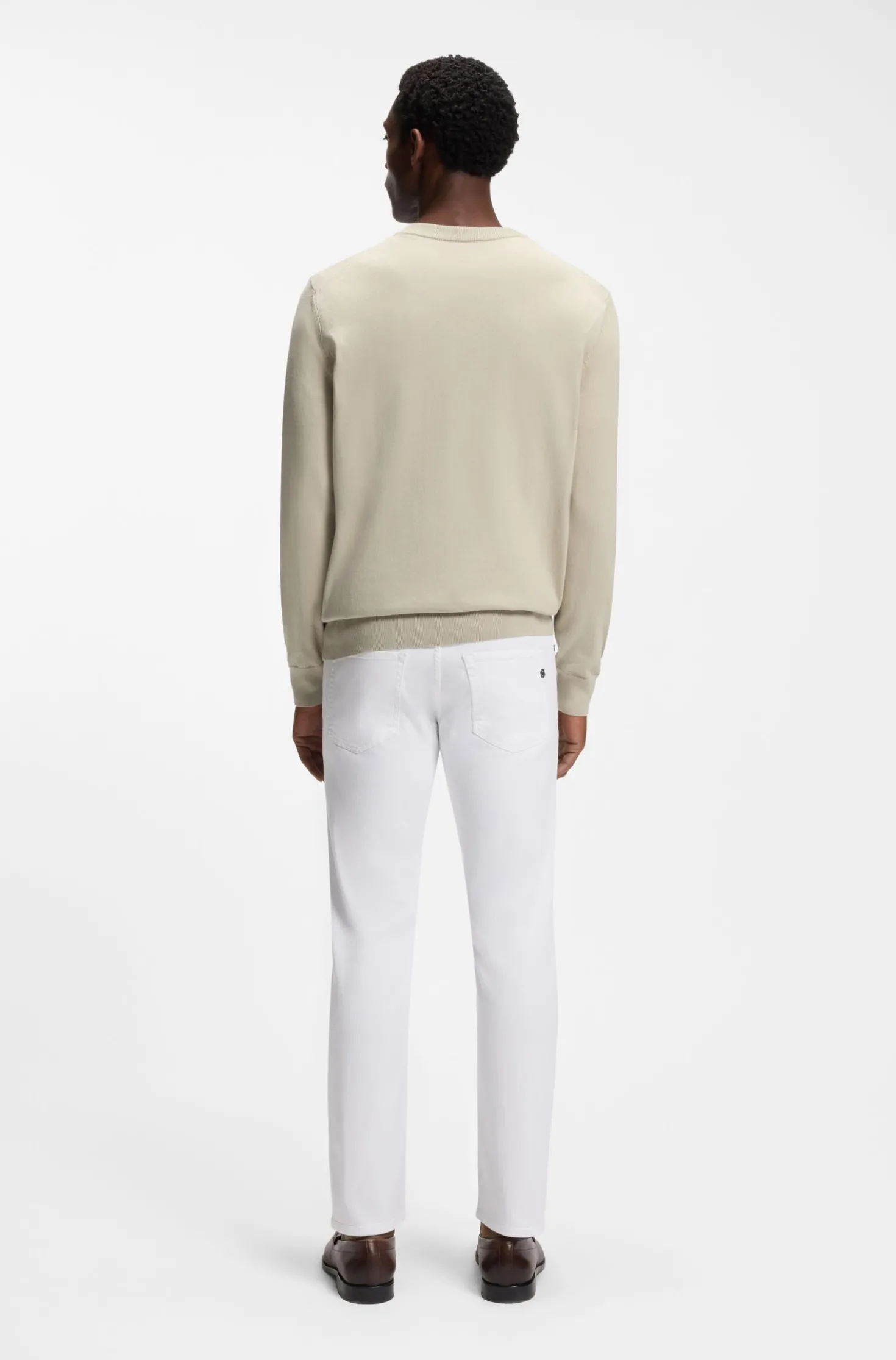 V-neck sweater in cotton with logo embroidery