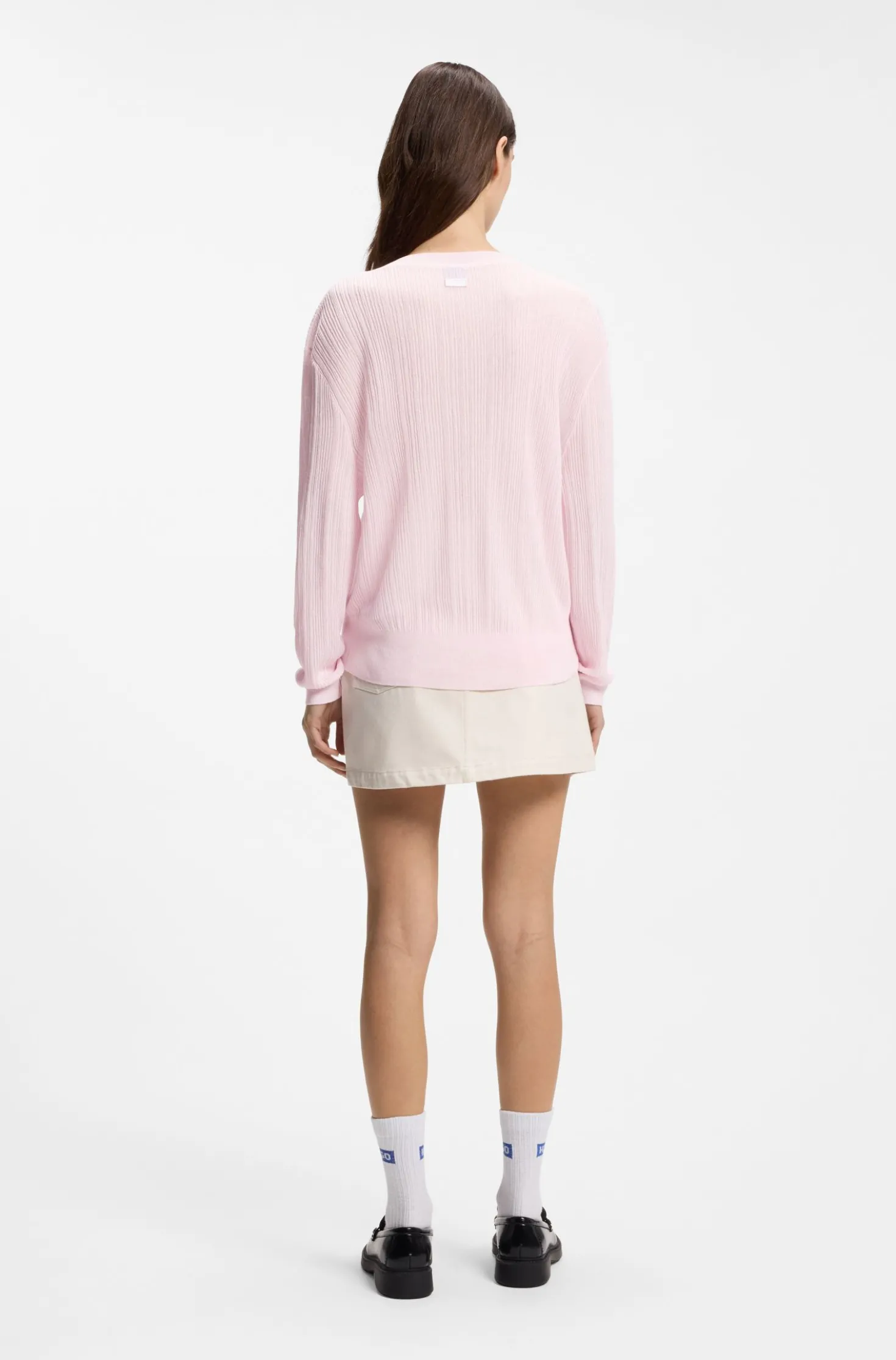 V-neck sweater with semi-sheer structure