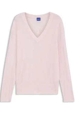 V-neck sweater with semi-sheer structure