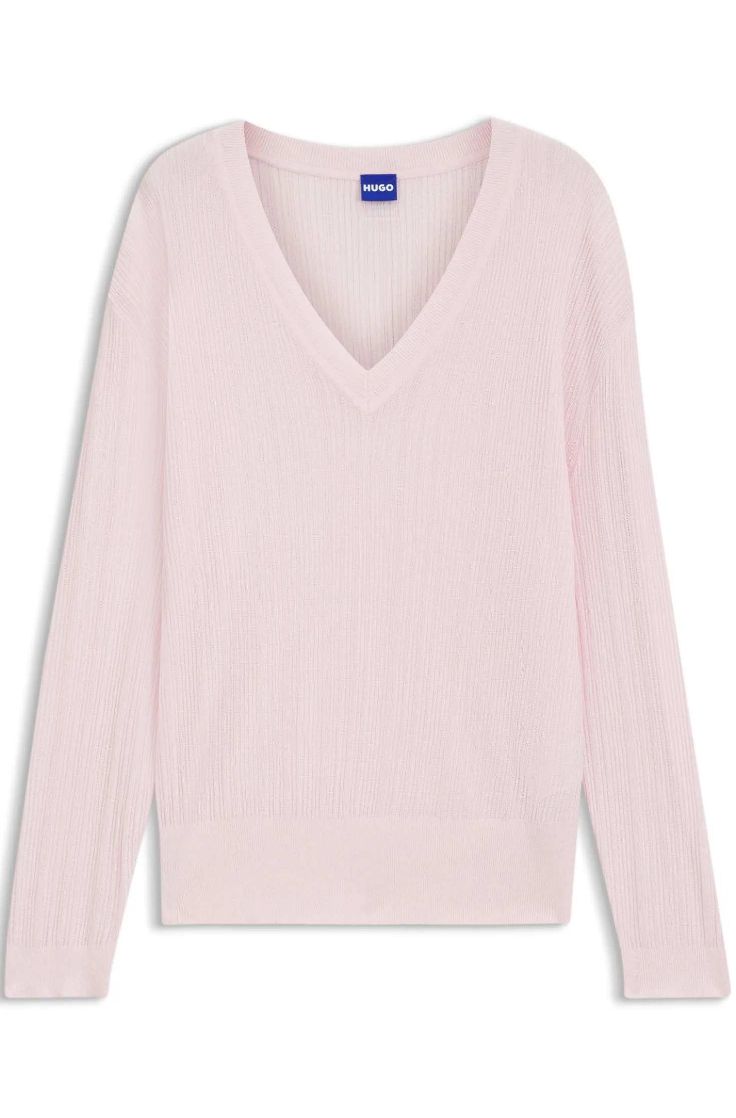 V-neck sweater with semi-sheer structure