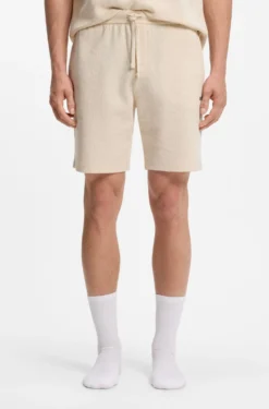 Waffle-structured pyjama shorts with embroidered logo