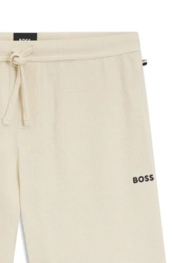 Waffle-structured pyjama shorts with embroidered logo
