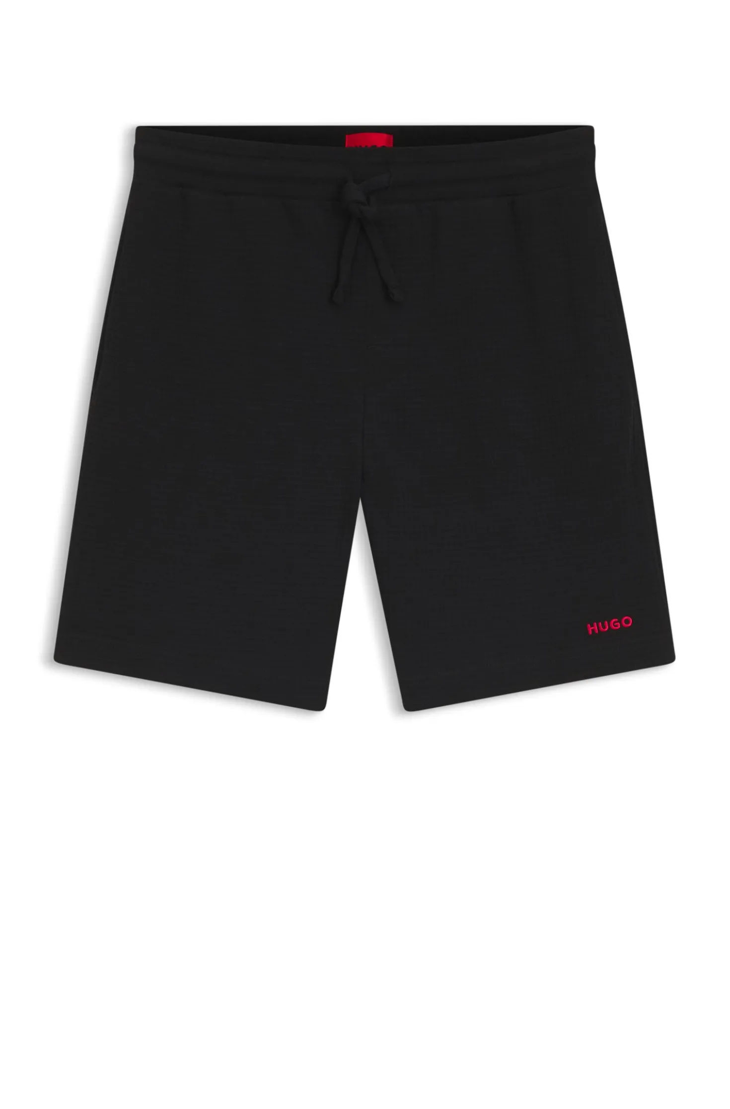 Waffle-structured pyjama shorts with embroidered logo