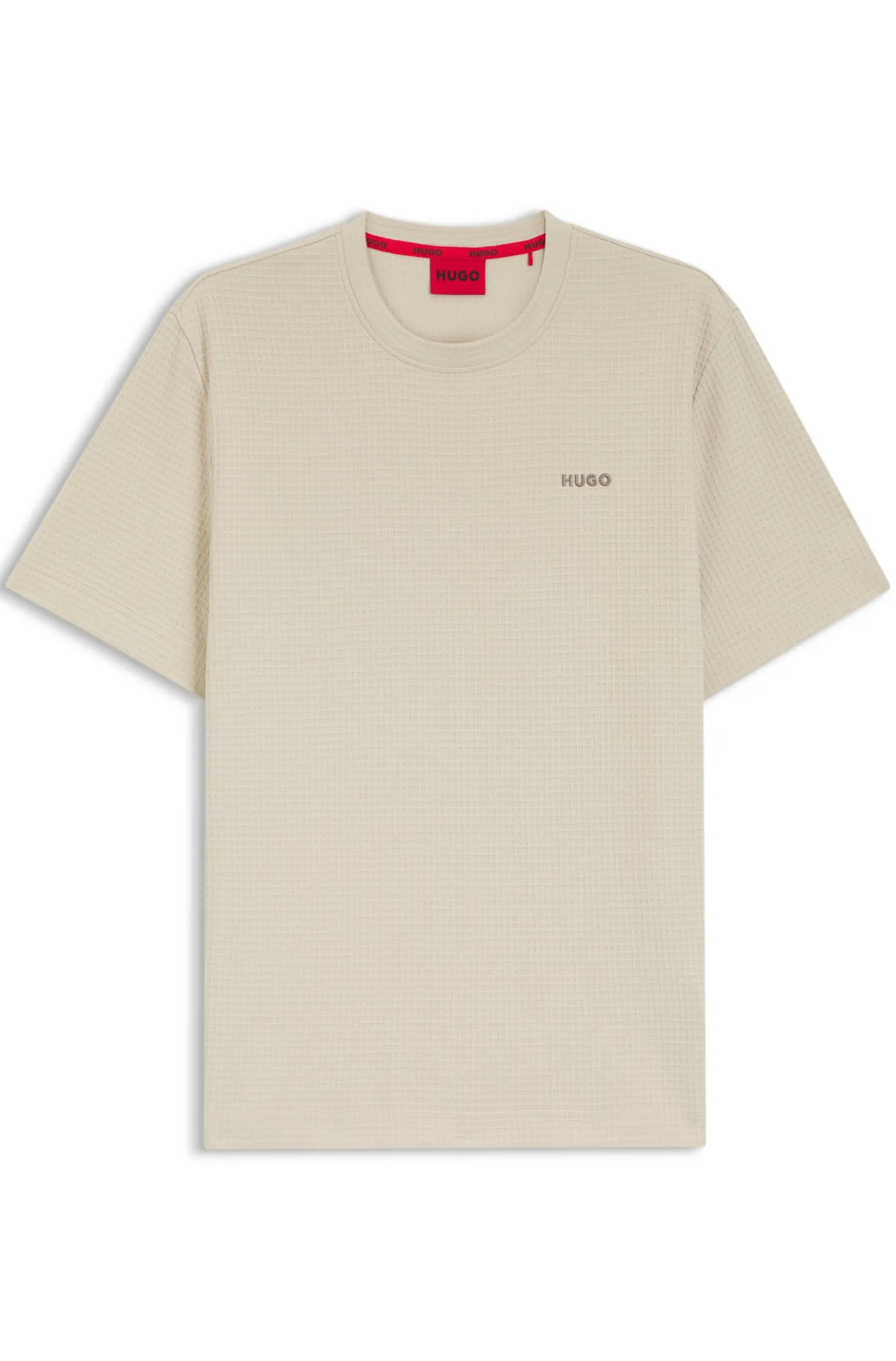 Waffle-structured pyjama T-shirt with embroidered logo