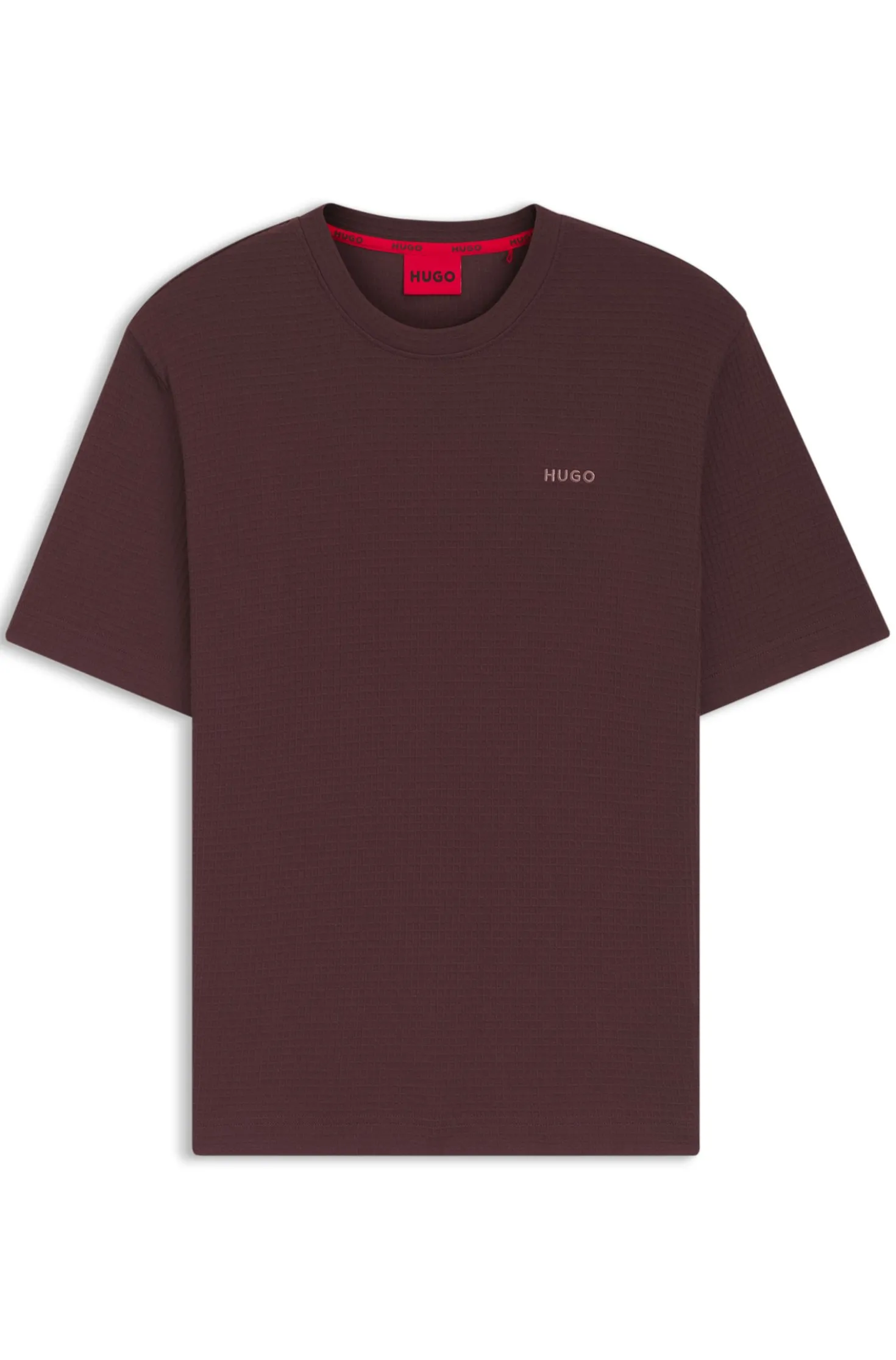 Waffle-structured pyjama T-shirt with embroidered logo