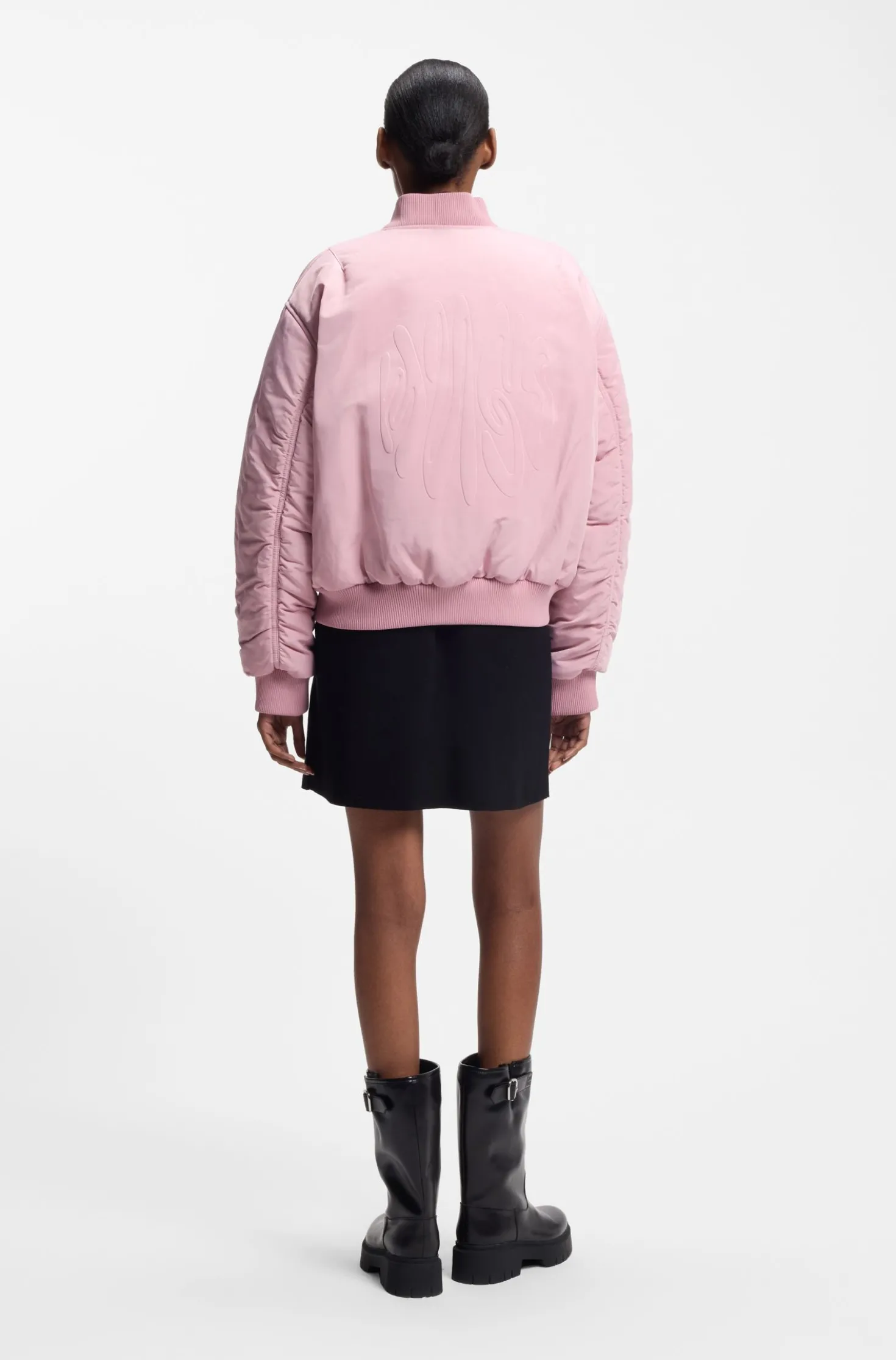 Water-repellent bomber jacket with logo artwork