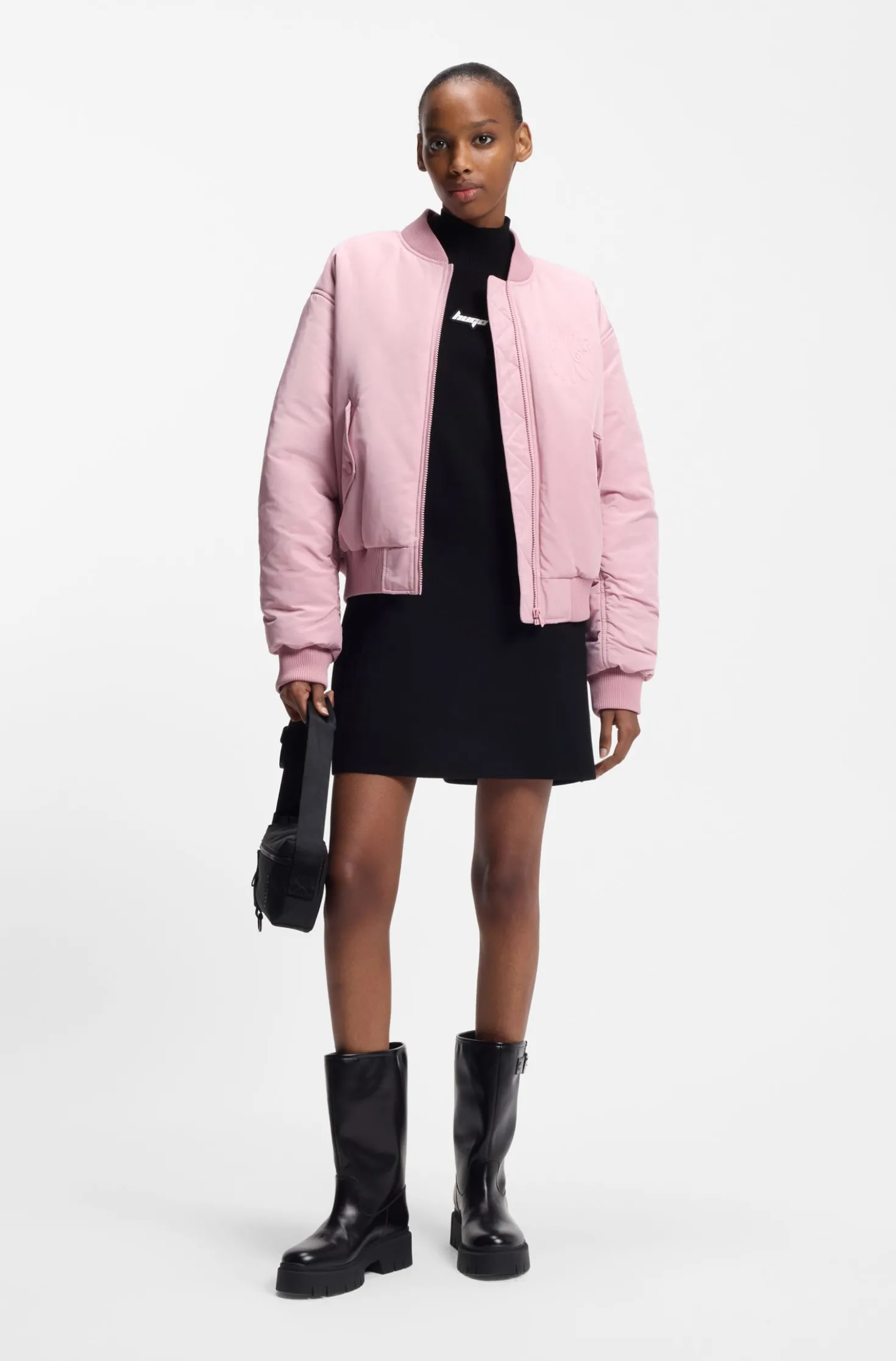 Water-repellent bomber jacket with logo artwork