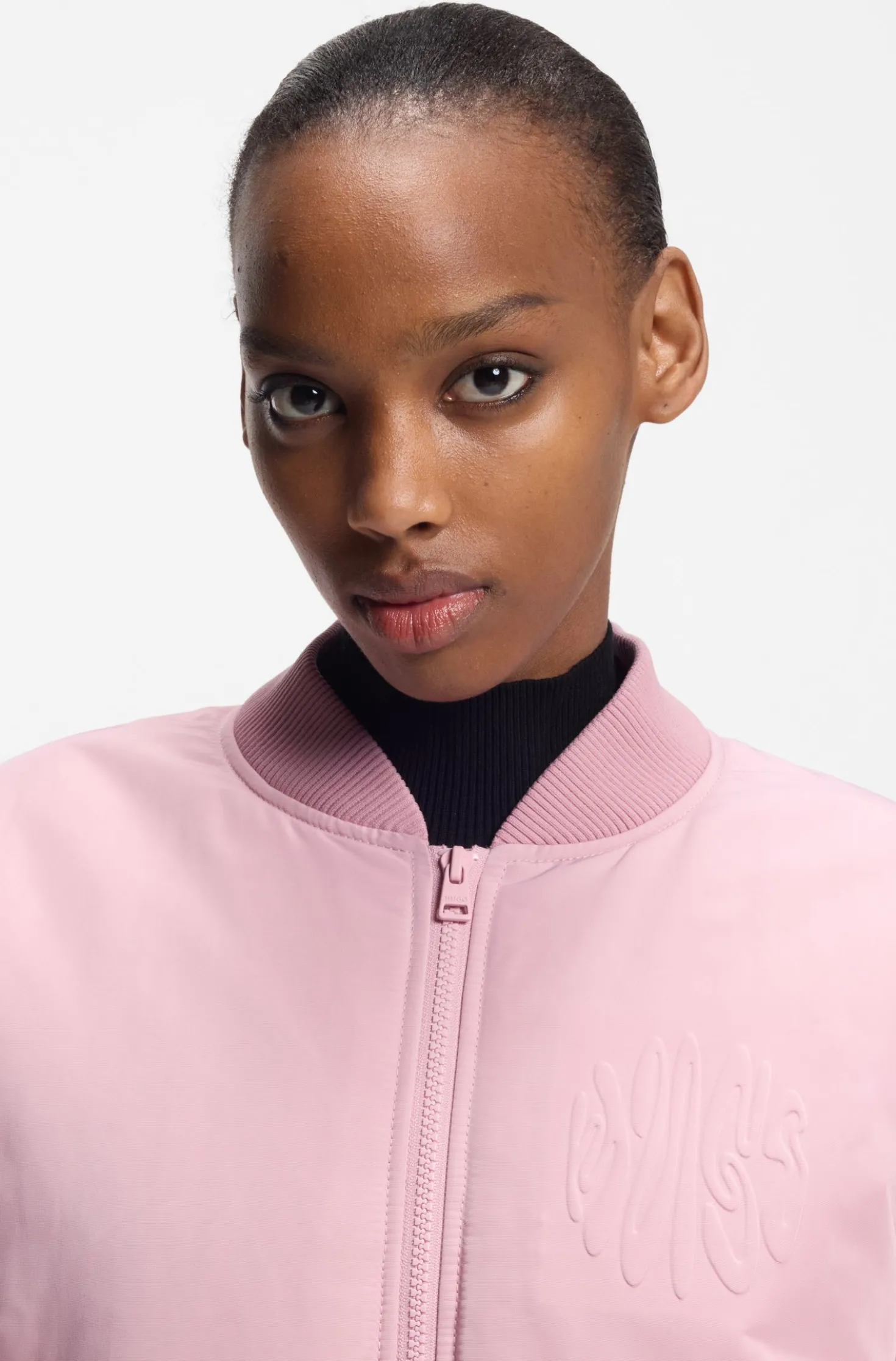 Water-repellent bomber jacket with logo artwork