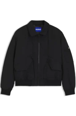 Water-repellent bomber jacket with zipped sleeve pocket