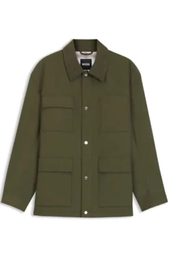 Water-repellent field jacket with checked lining