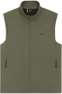 Water-repellent gilet in stretch fabric with logo detail