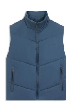Water-repellent gilet with tonal logo