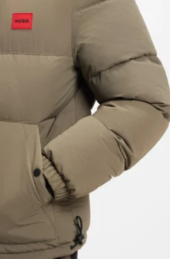 Water-repellent padded jacket with logo patch