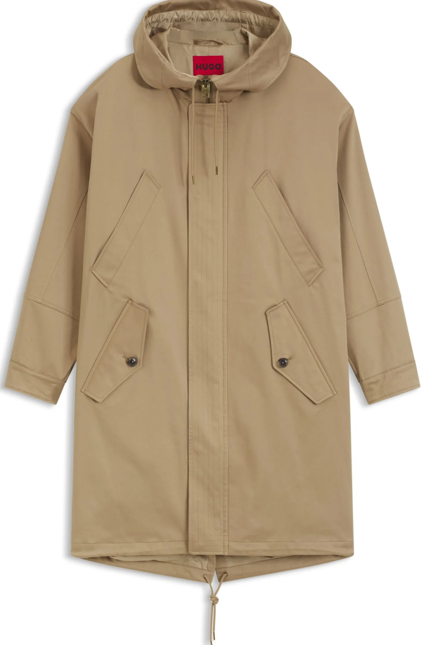 Water-repellent parka in stretch-cotton satin