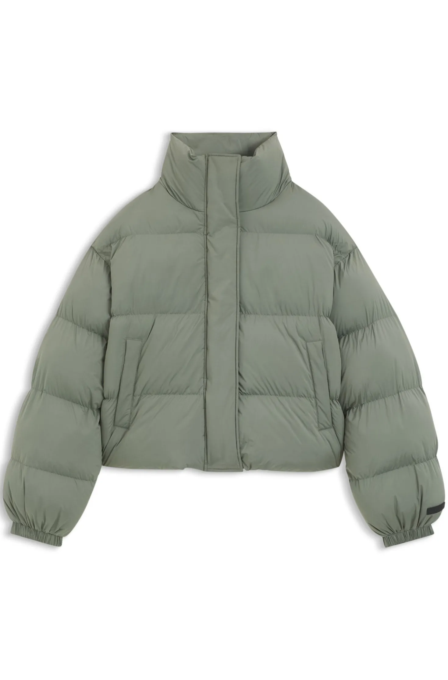 Water-repellent puffer jacket with stand collar